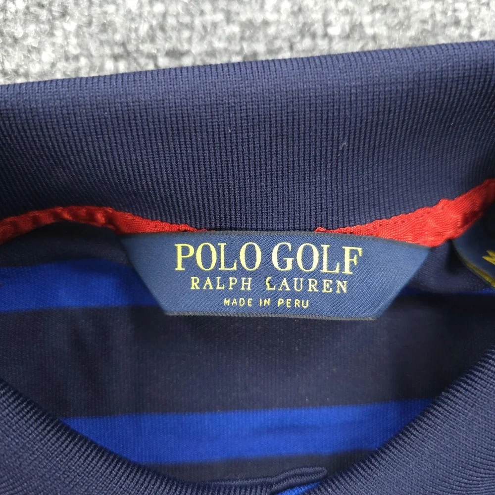 Polo Golf Ralph Lauren Shirt Mens M‎ Navy Stripe 2016 USA Performance Golfing